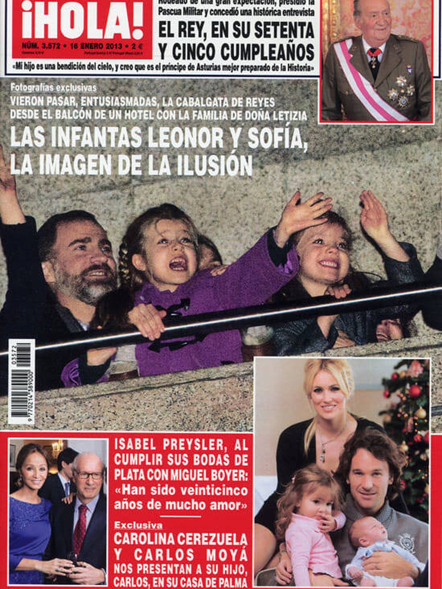 Leonor y Sofía, en la cabalgata de Reyes de Madrid. (Revista '¡Hola!')