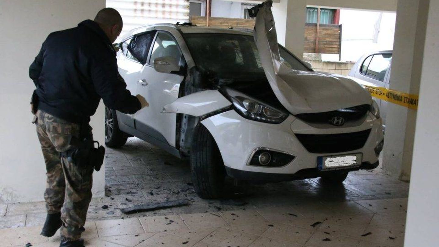 Bomba colocada el pasado enero en Larnaca (Chipre) en el coche de un árbitro de 33 años.