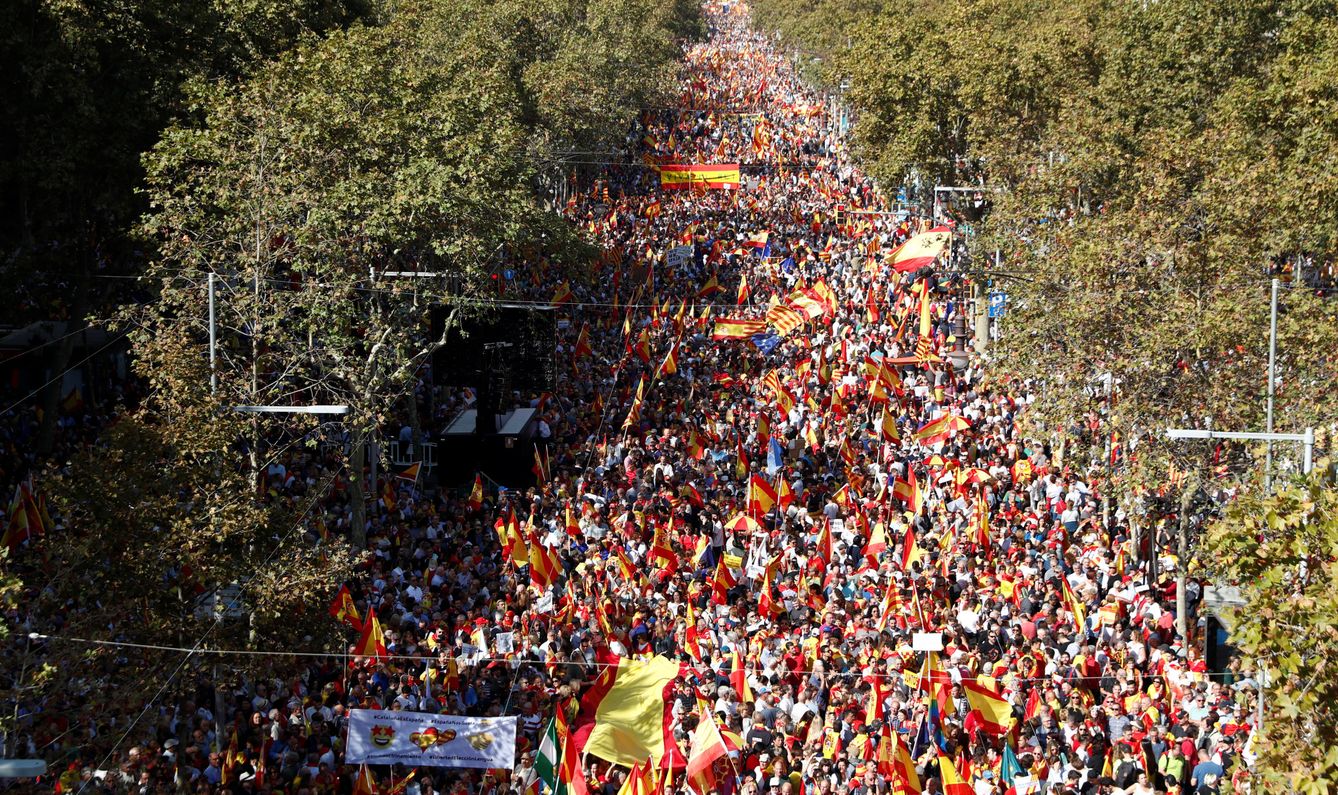Imagen de la multitudinaria manifestación en Barcelona. (Reuters)