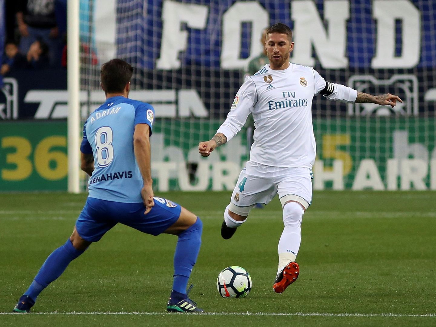 Sergio Ramos en el Málaga-Real Madrid de abril de 2018 en el que también le tocó pasar control antidopaje. (EFE)