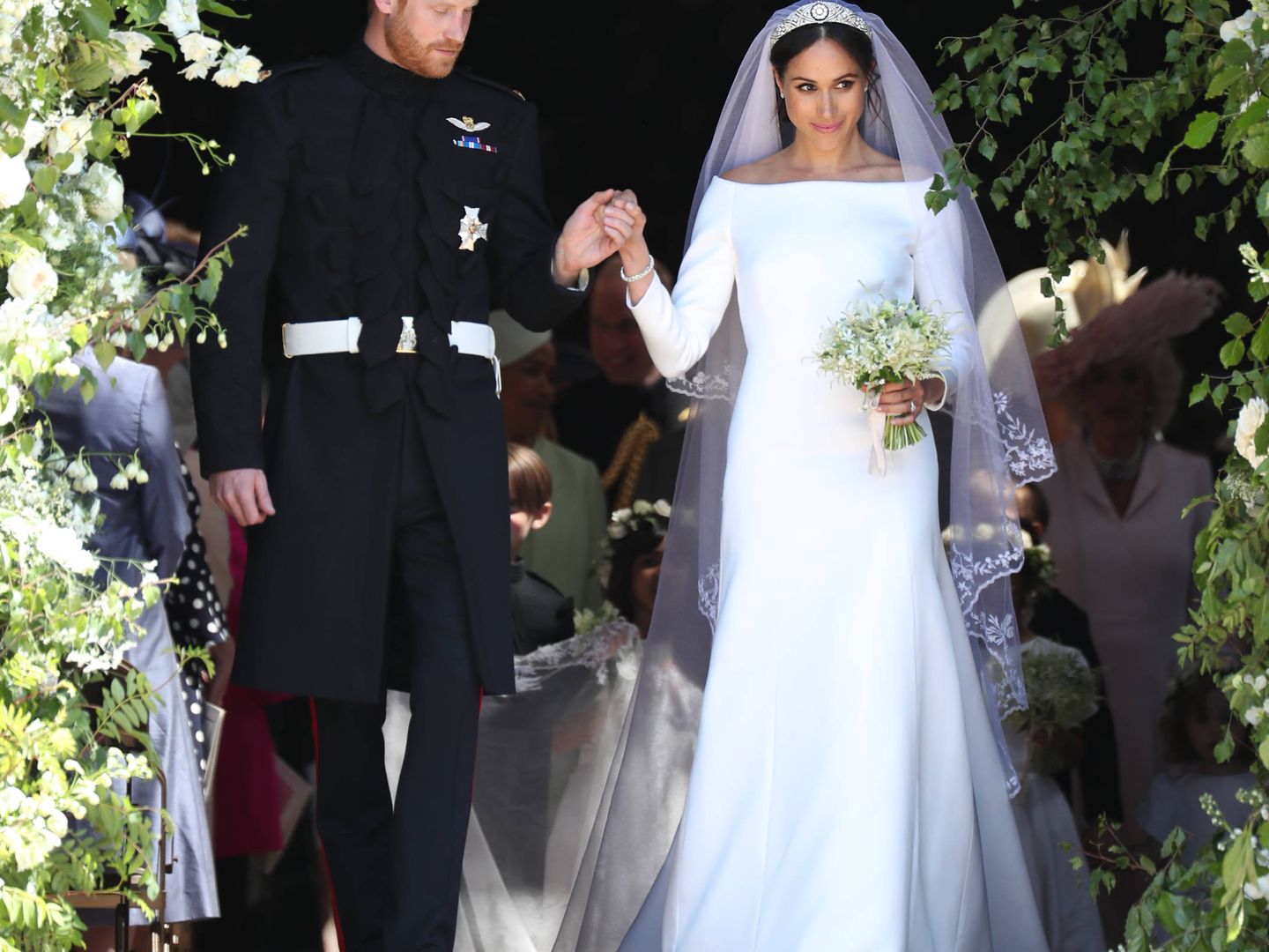 Meghan Markle y el príncipe Harry el día de su boda. (Getty)