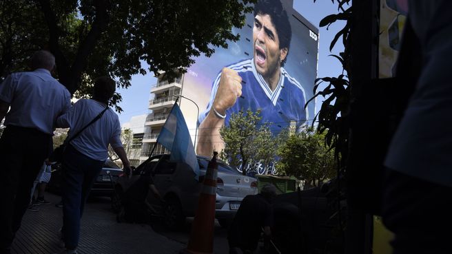 Foto de Maradona, muy presente en el Mundial