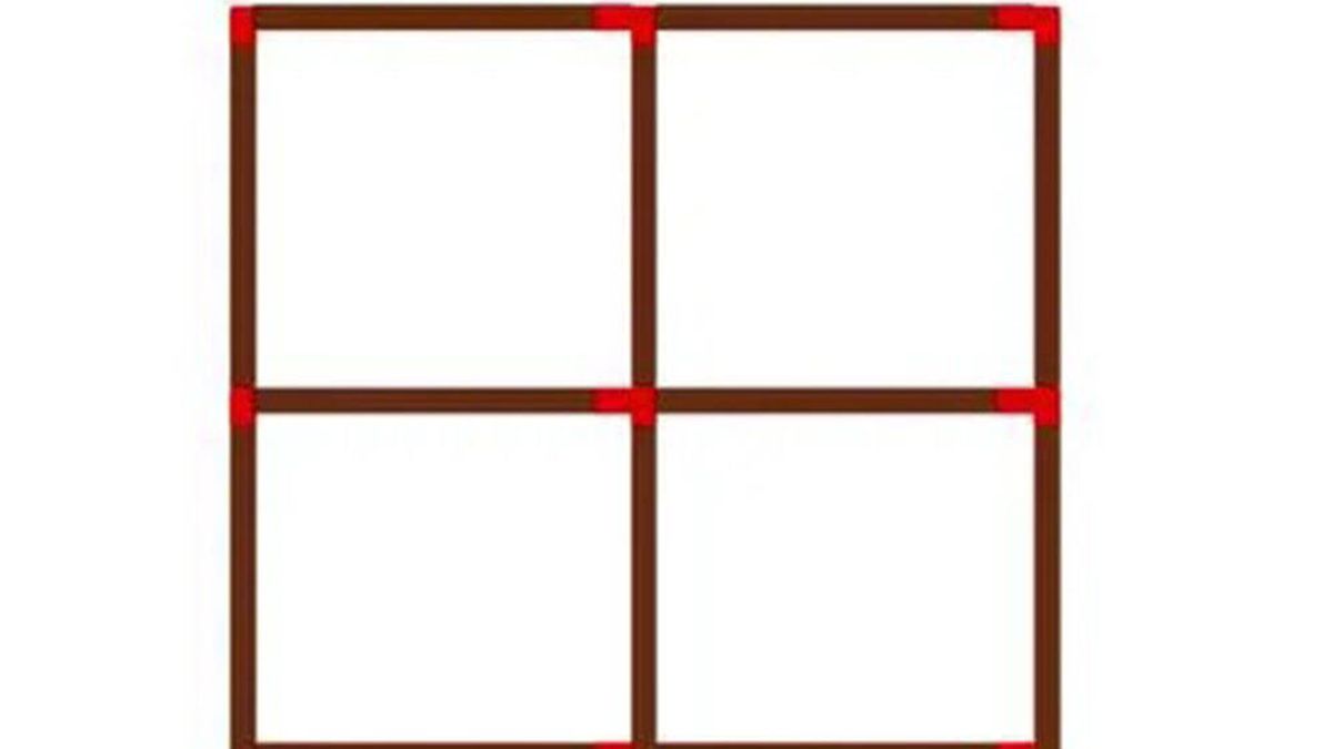 Acertijo visual: Forma tres cuadrados moviendo únicamente tres cerillas
