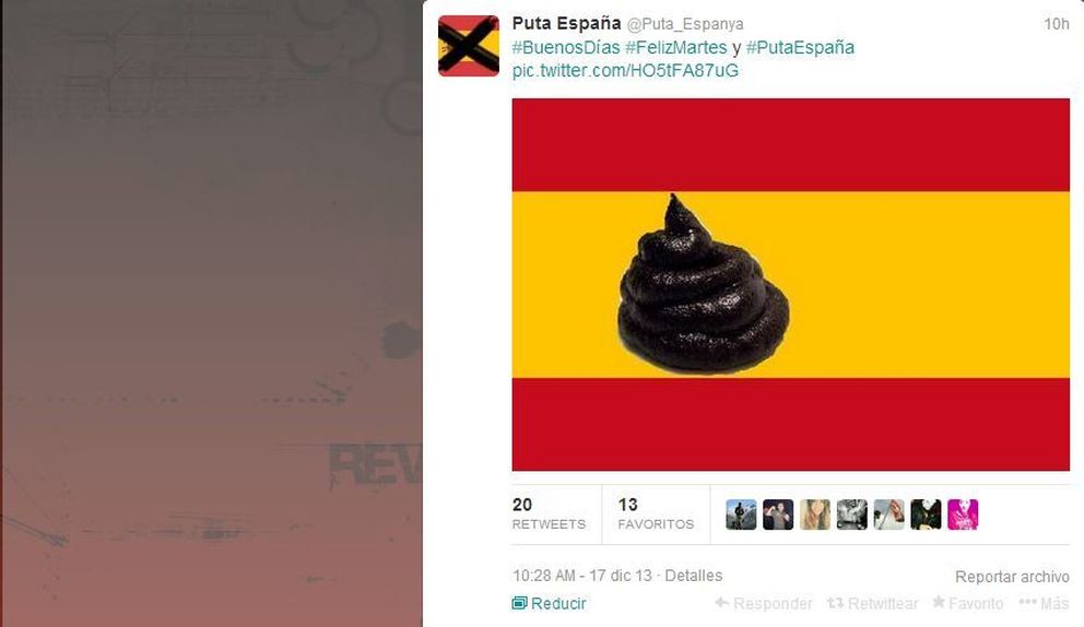 'Tuit' de la cuenta @Puta_Espanya registrado el 17 de diciembre