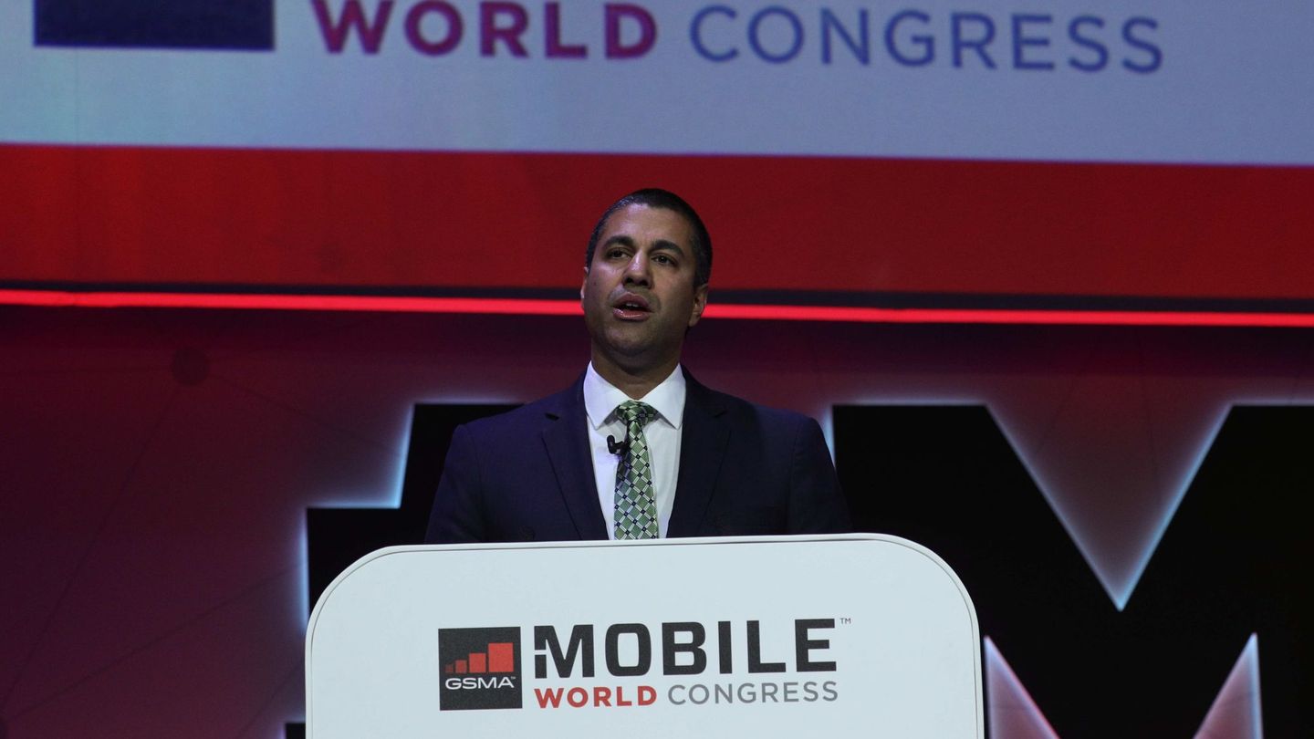 US Federal Communications Commissoner Ajit Pai delivers a keynote speech at the Mobile World Congress in Barcelona, Spain, February 26, 2018. REUTERS Sergio Perez