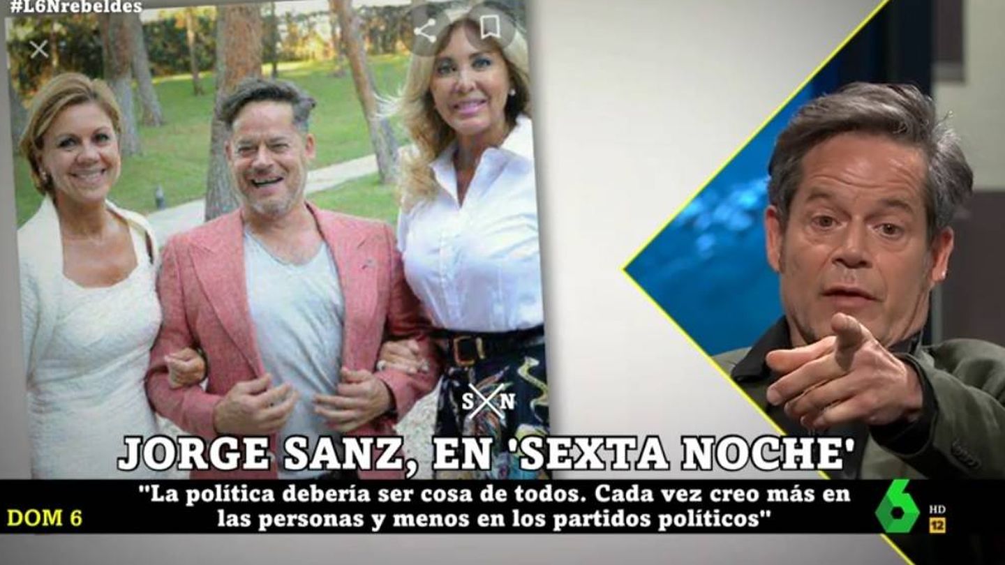 Jorge Sanz comentando su foto con Cospedal. (Atresmedia).