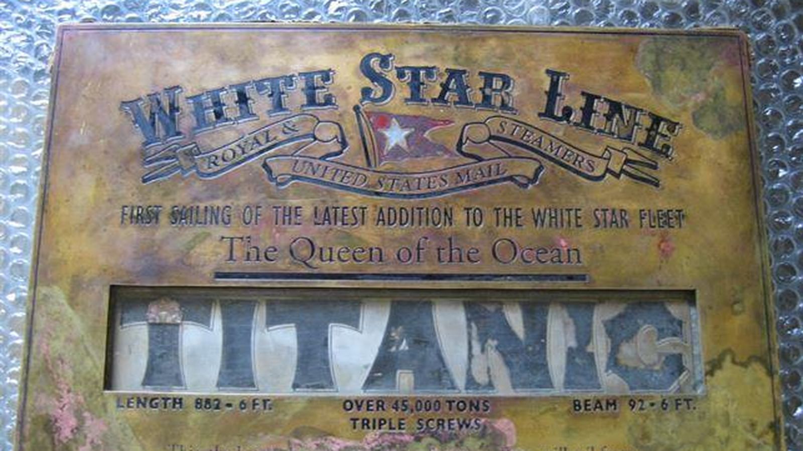 Foto: La placa del Titanic. (Fundación Titanic)