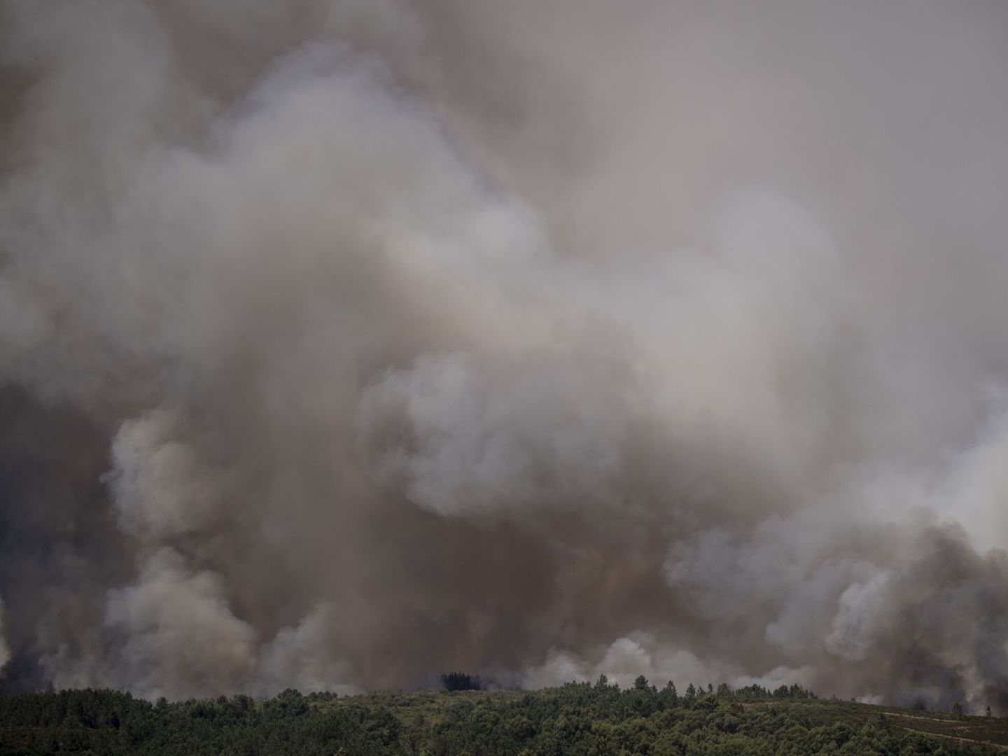 Las columnas de humo de los incendios agravan el cambio climático. (EFE/Brais Lorenzo)