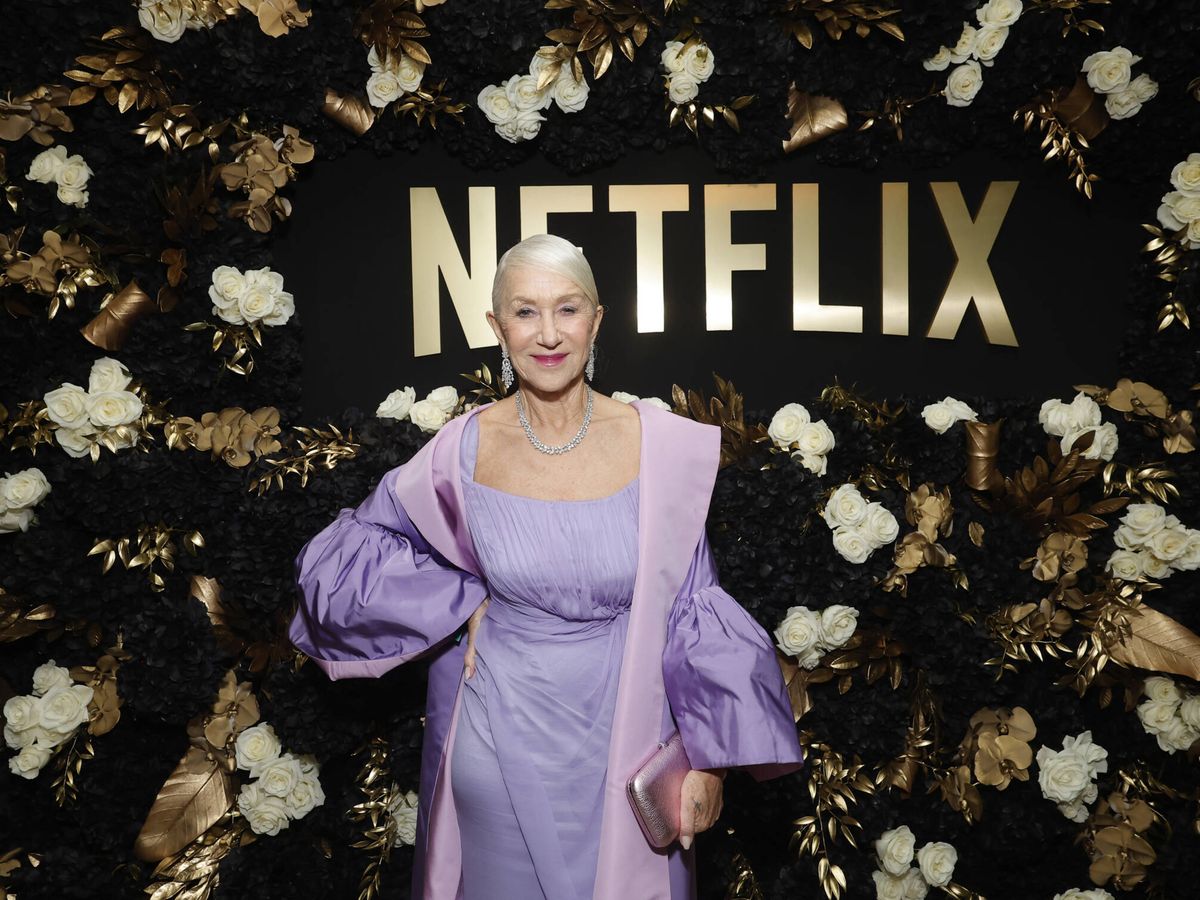 Foto: Helen Mirren en la 'after party' de Netflix tras los Globos de Oro 2024. (Getty) 