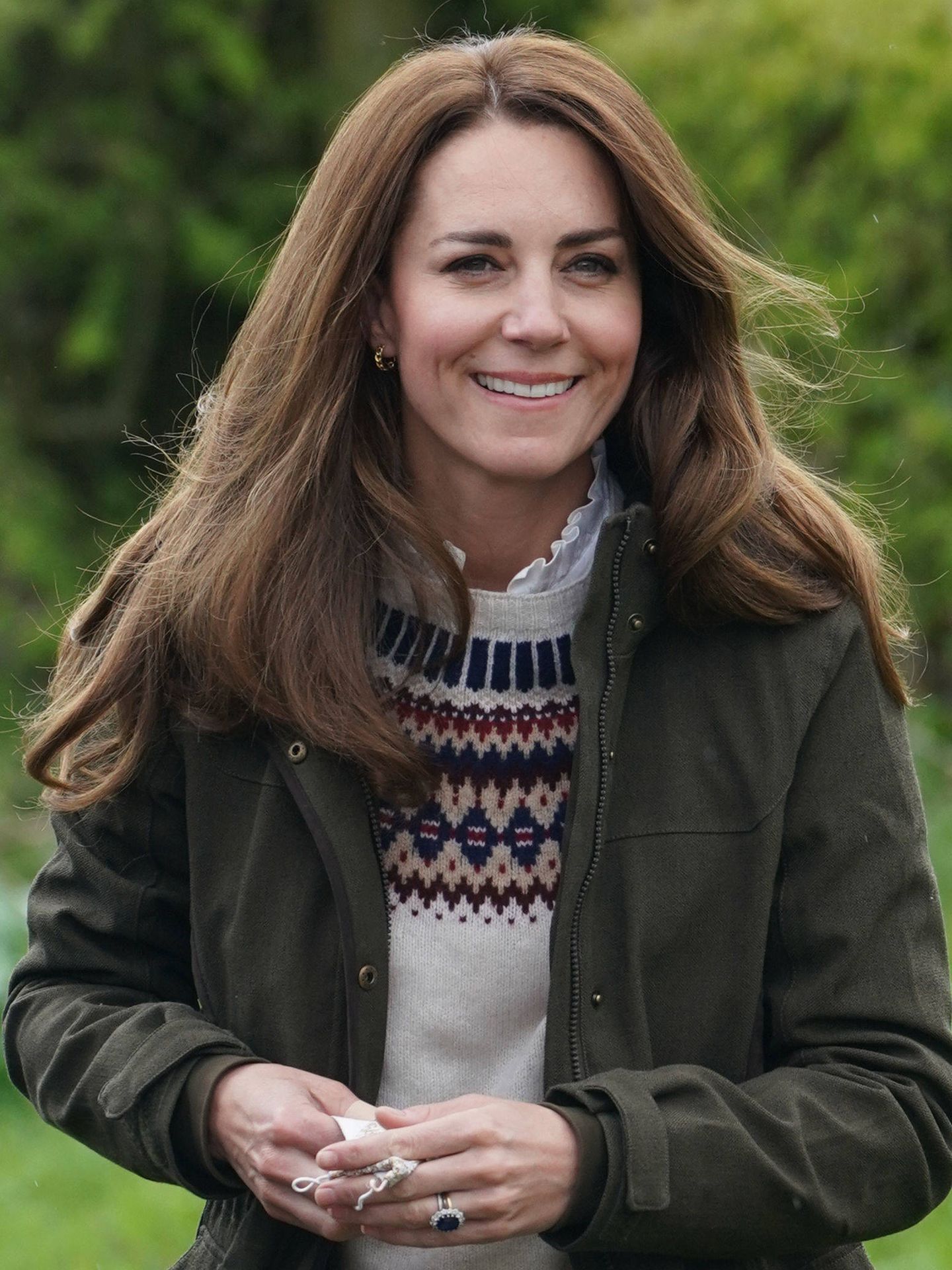 La melena actual de Kate Middleton es mucho más larga lisa y clara, manteniendo las capas largas. (Getty)