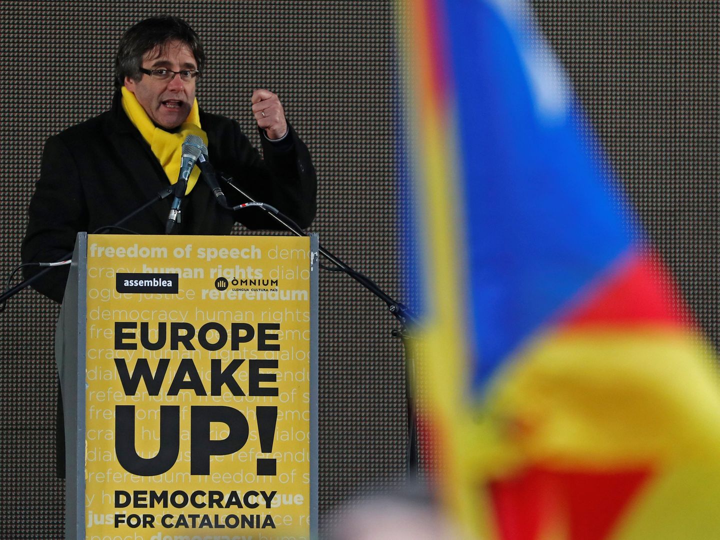 Carles Puigdemont durante la gran marcha independentista en Bruselas del pasado diciembre. (Reuters)