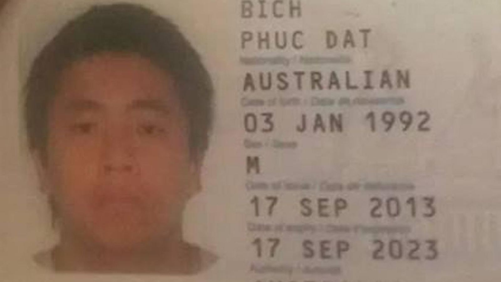 Foto: Pasaporte falseado por el supuesto Phuc Dat Bich