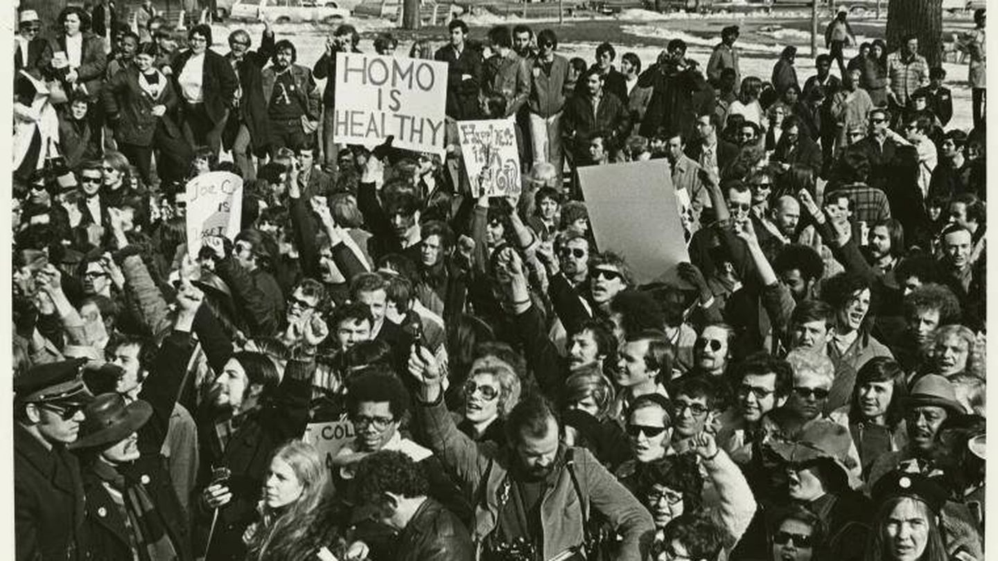 Manifestación por los derechos de los homosexuales en Albany en 1971. (Biblioteca Pública de Nueva York)