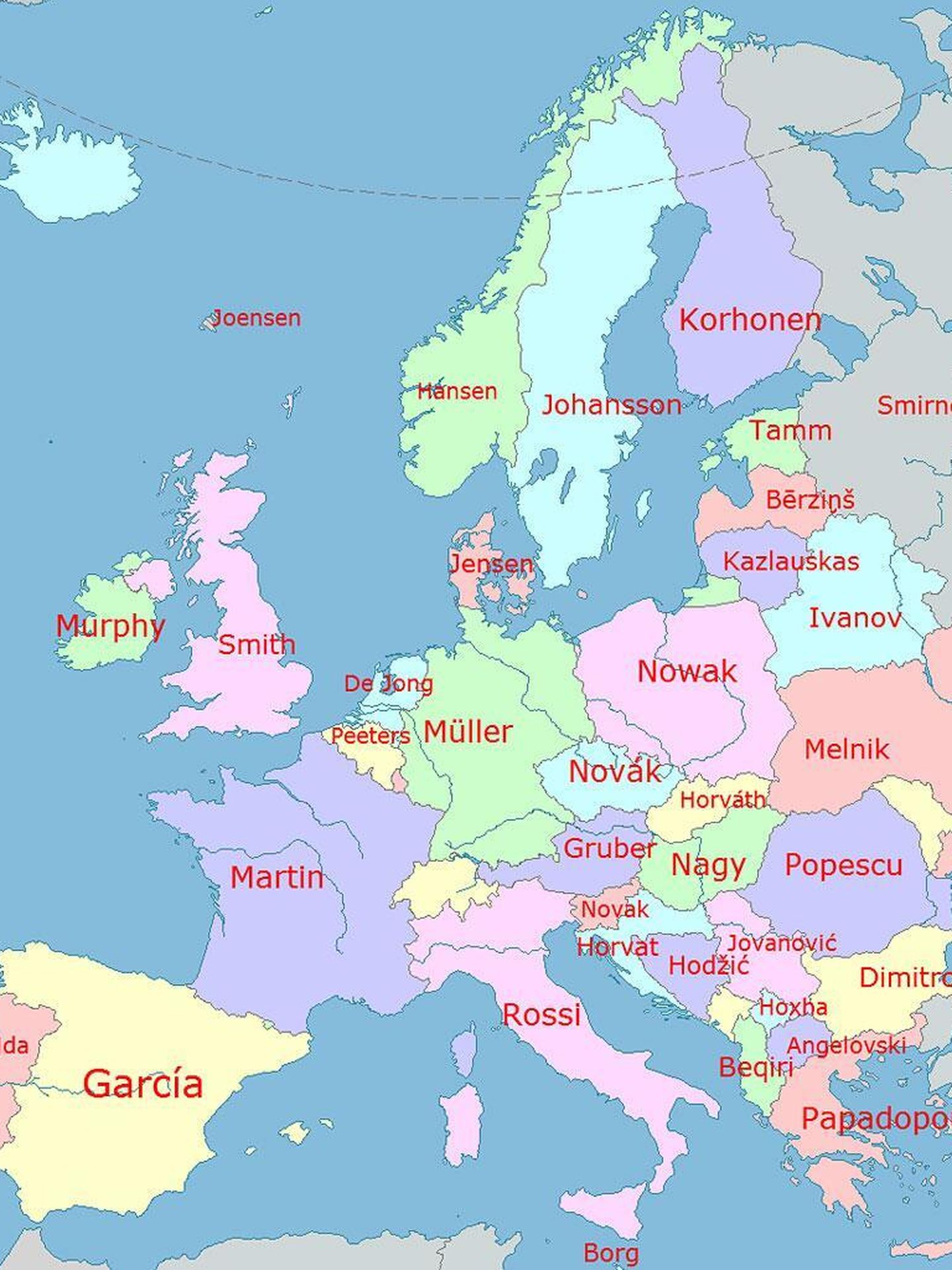 Los apellidos más comunes de Europa. (Imgur)
