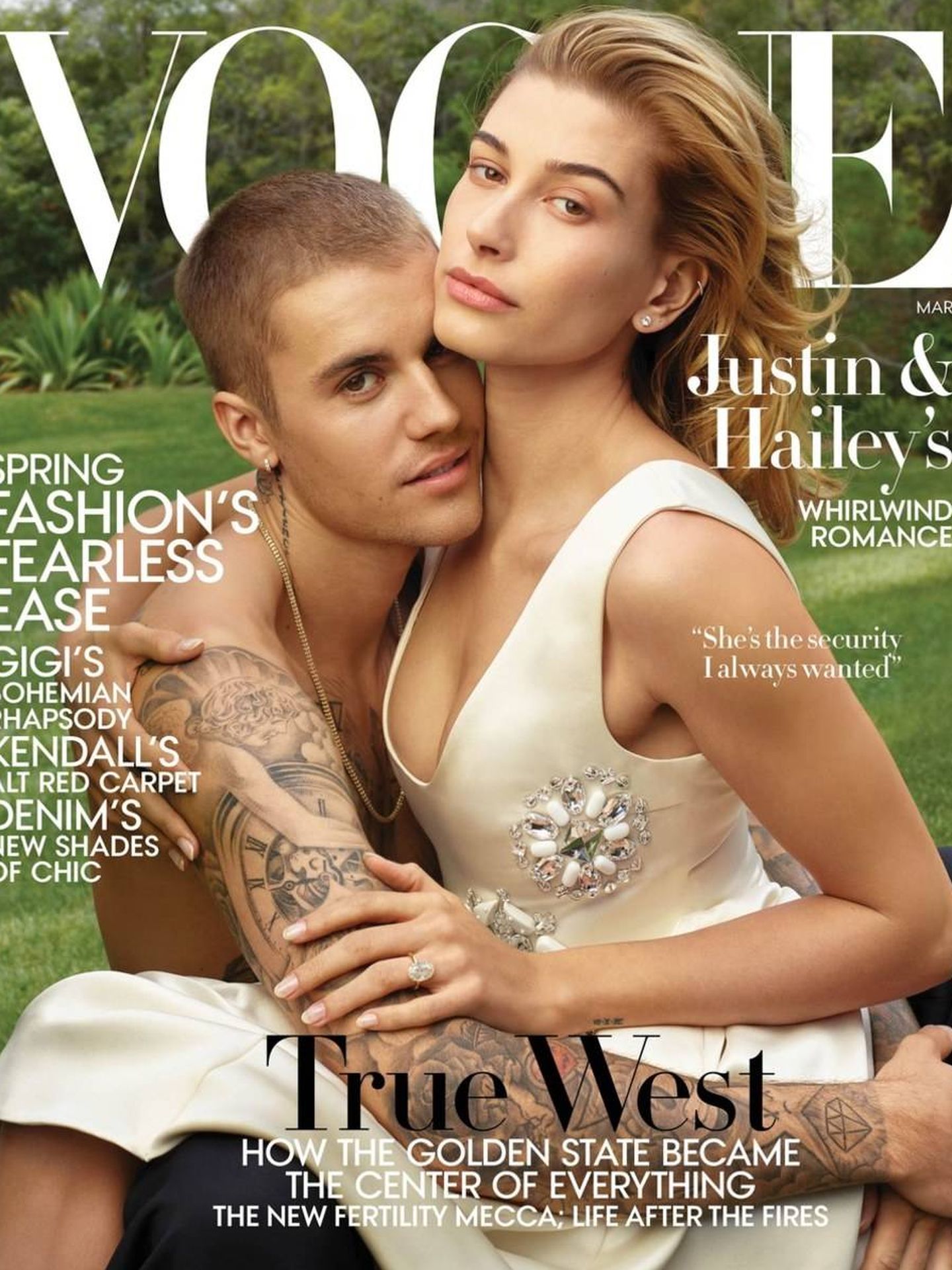 Justin y Hailey en la 'Vogue' de marzo de 2019.