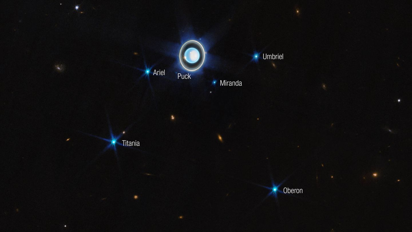 El sistema de Urano fotografiado por el James Webb. (NASA)