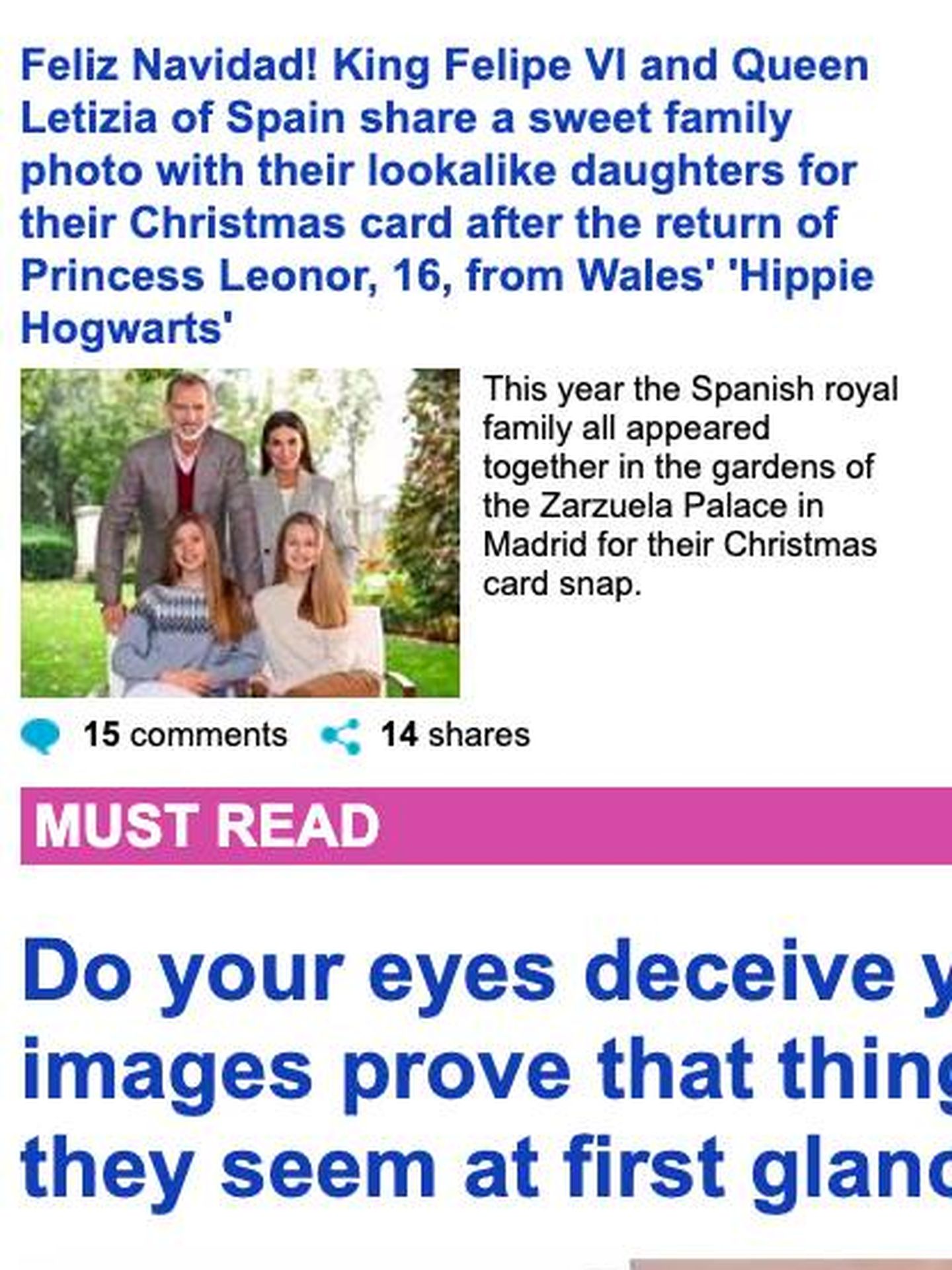 La familia real, en el 'Daily Mail'.