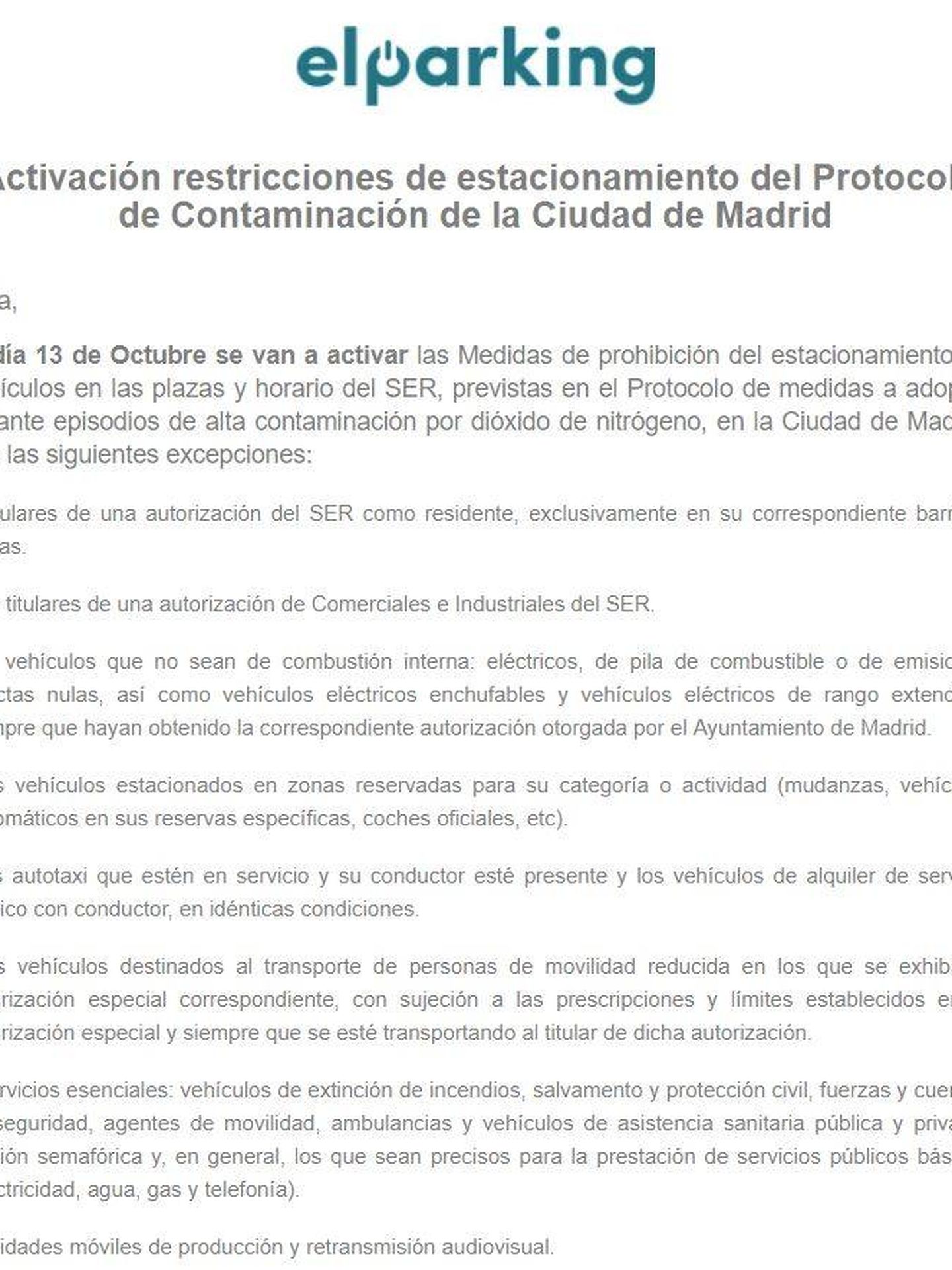 Protocolo contaminación Madrid