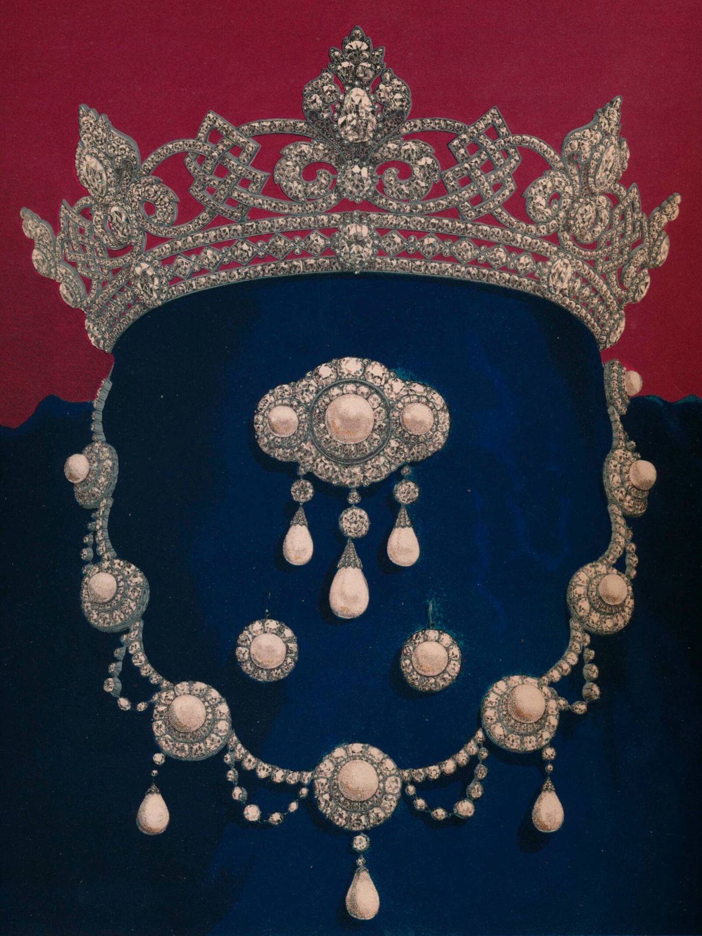 El parure de diamantes Rundell, incluyendo la tiara. (Cordon Press/The Print Collector)