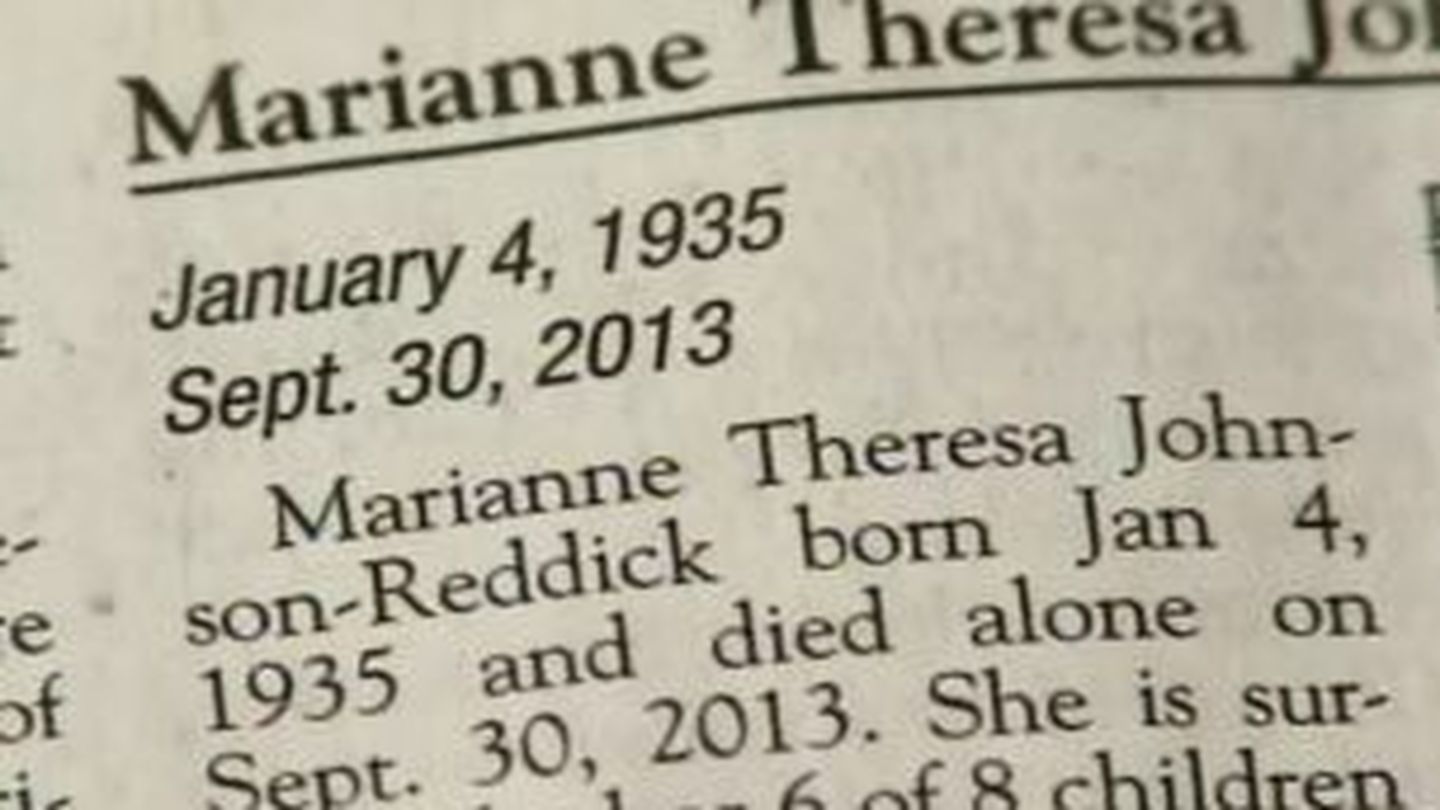 El obituario de Marianne tal como fue publicado en la edición en papel del Reno Gazette-Journal.