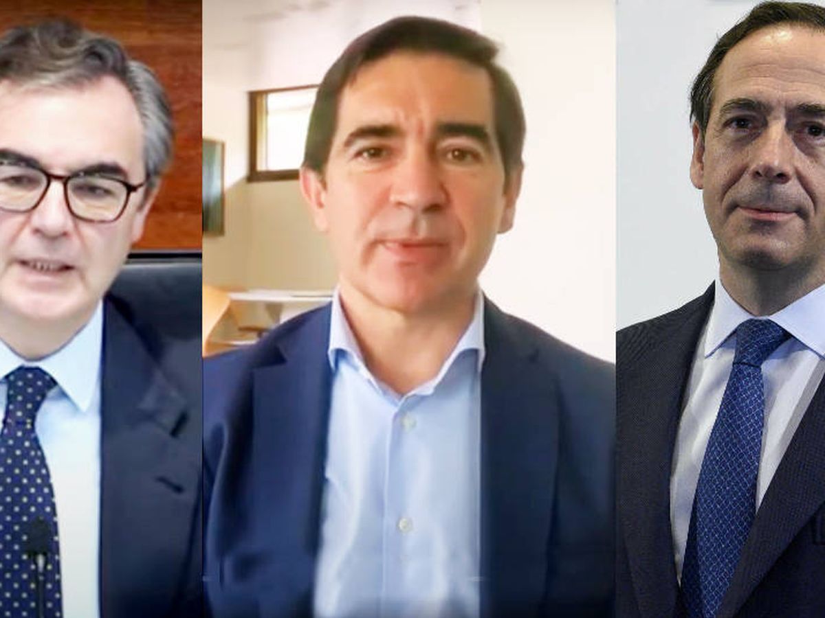 Foto: De izquierda a derecha, José Sevilla (Bankia), Carlos Torres (BBVA) y Gonzalo Gortázar (Caixabank). 