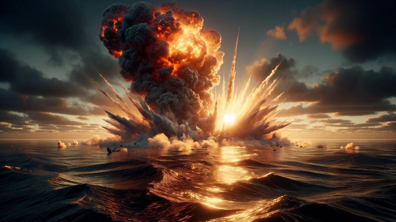 Foto: Ilustración del meteorito IM1 impactando en el Pacífico. (Inteligencia artificial/Dall-e/Novaceno)