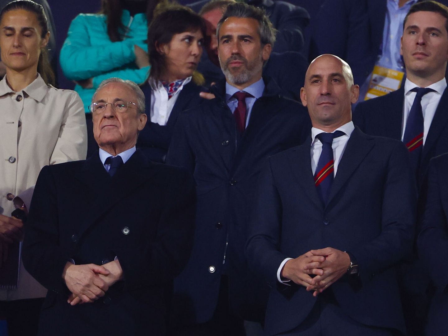 Florentino Pérez, junto a Rubiales, en la final de la Copa de la Reina. (EFE/Juanjo Martín) 