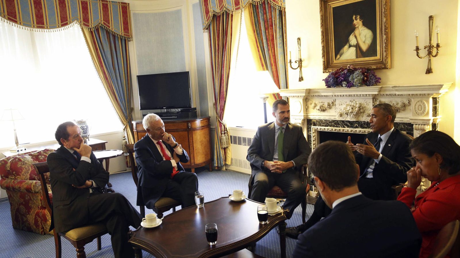Foto: El ministro de Exteriores, José Manuel García Margallo, el Rey Felipe VI y el presidente de EEUU, Barack Obama. (Reuters)