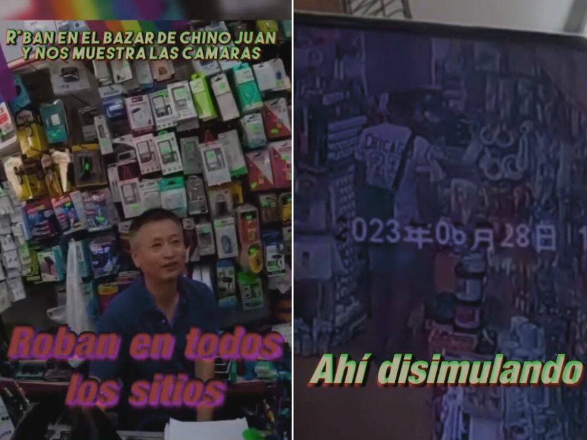 Foto: Este dueño de un bazar chino de Madrid le muestra a un cliente cómo están robando en directo (TikTok/@viviendoenlacall3)