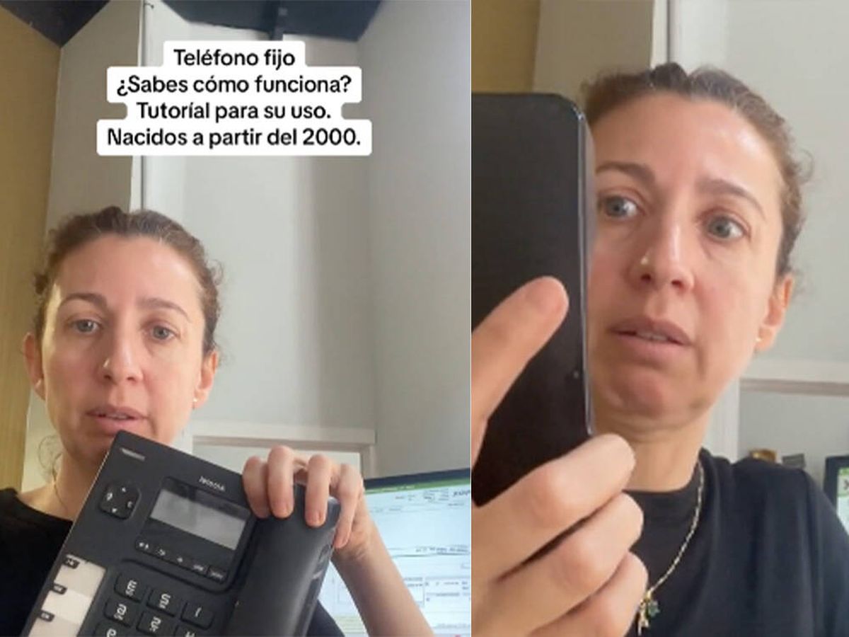 Foto: Una madre cuenta cómo reaccionó su hijo nacido después del 2000 al usar por primera vez un teléfono fijo (TikTok: @helenabellsabat)