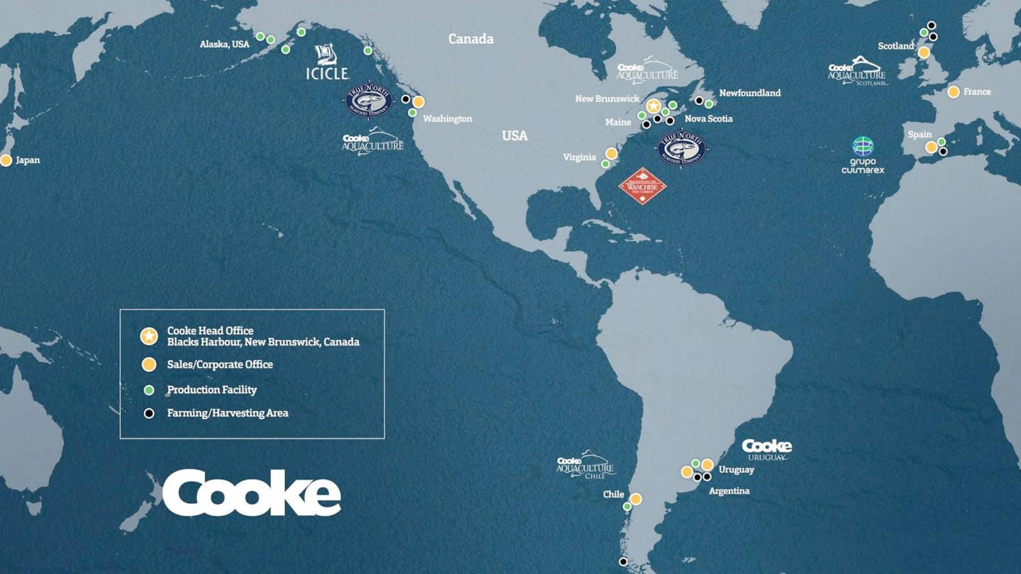 El negocio mundial de Cooke Aquiculture, dueño de la española Culmárex.
