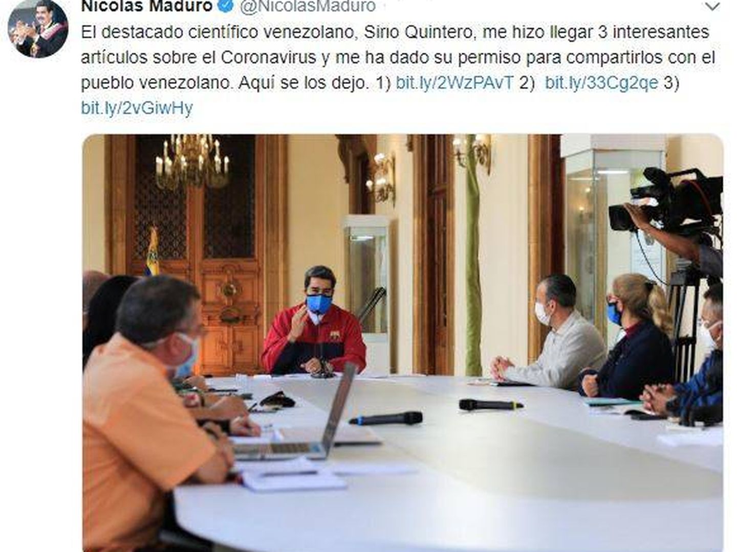 Tuit original del presidente venezolano, ya eliminado por la red social