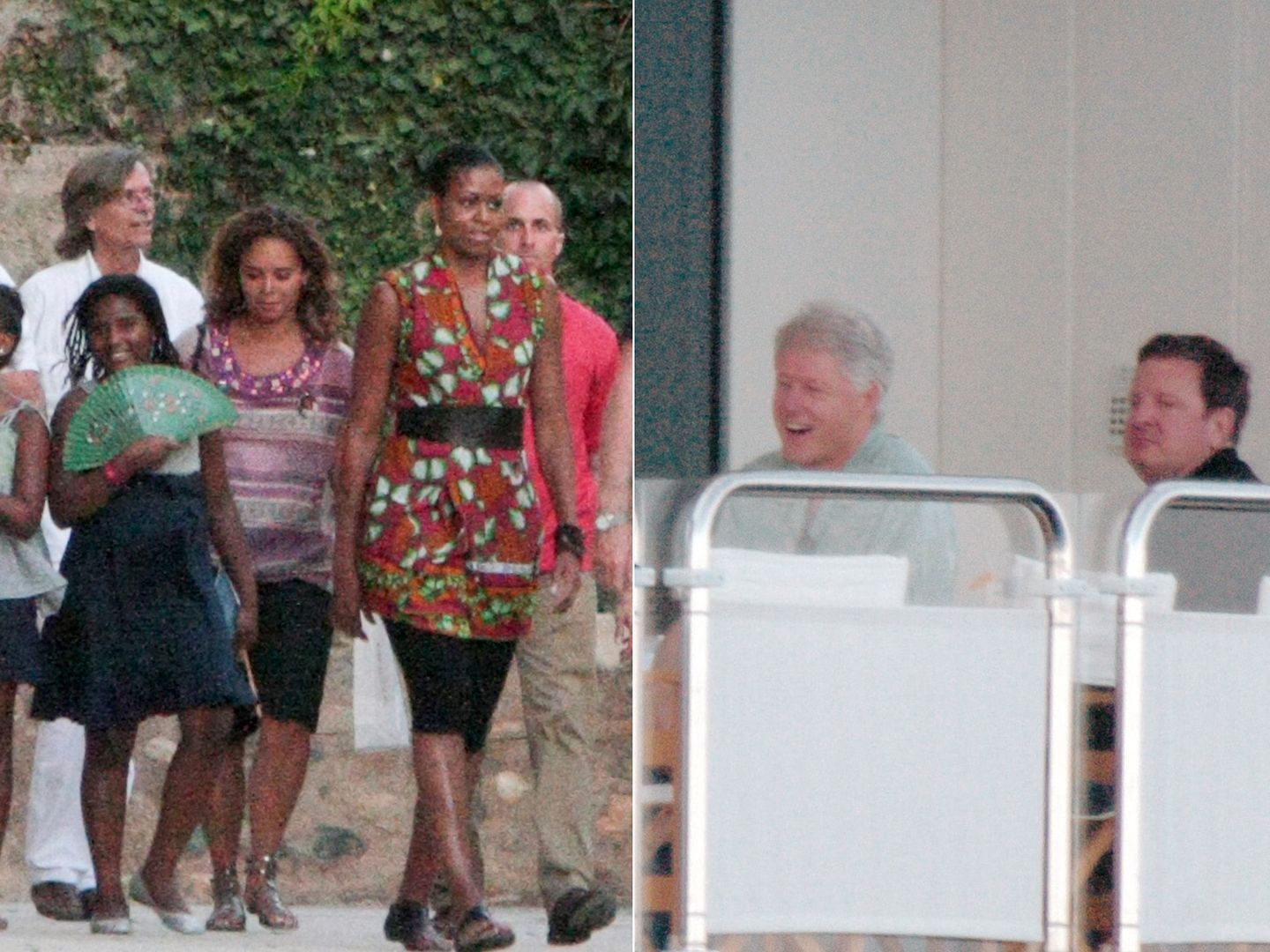 A la izquierda, Michelle Obama en Granada. A la derecha, Bill Clinton en Palma (Gtres)
