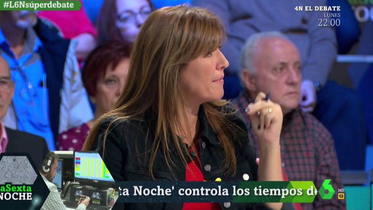 Laura Borràs (Junts per Catalunya) llama la atención a Iñaki López en el plató de 'La Sexta noche'. (Atresmedia).