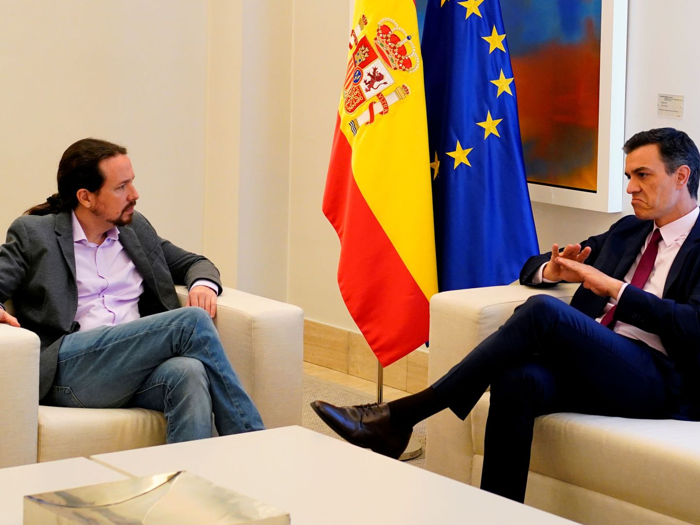 Sánchez e Iglesias en Moncloa. (Reuters)