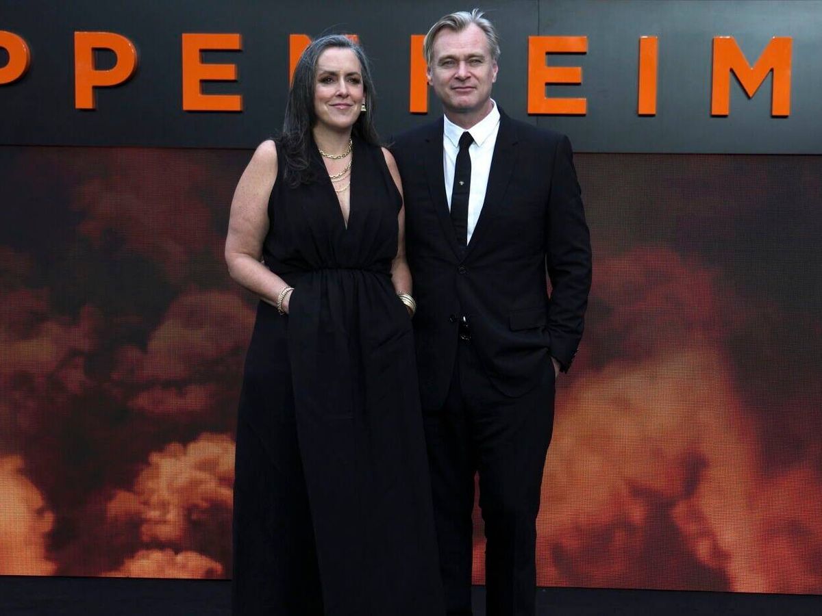 Foto: Emma Thomas y Christopher Nolan, durante el estreno de 'Oppenheimer'. (EFE/EPA/Andy Rain)
