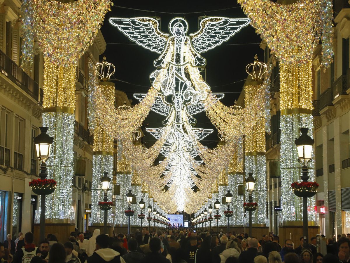 Foto: El alumbrado de Navidad de Málaga. (Europa Press/Álex Zea)