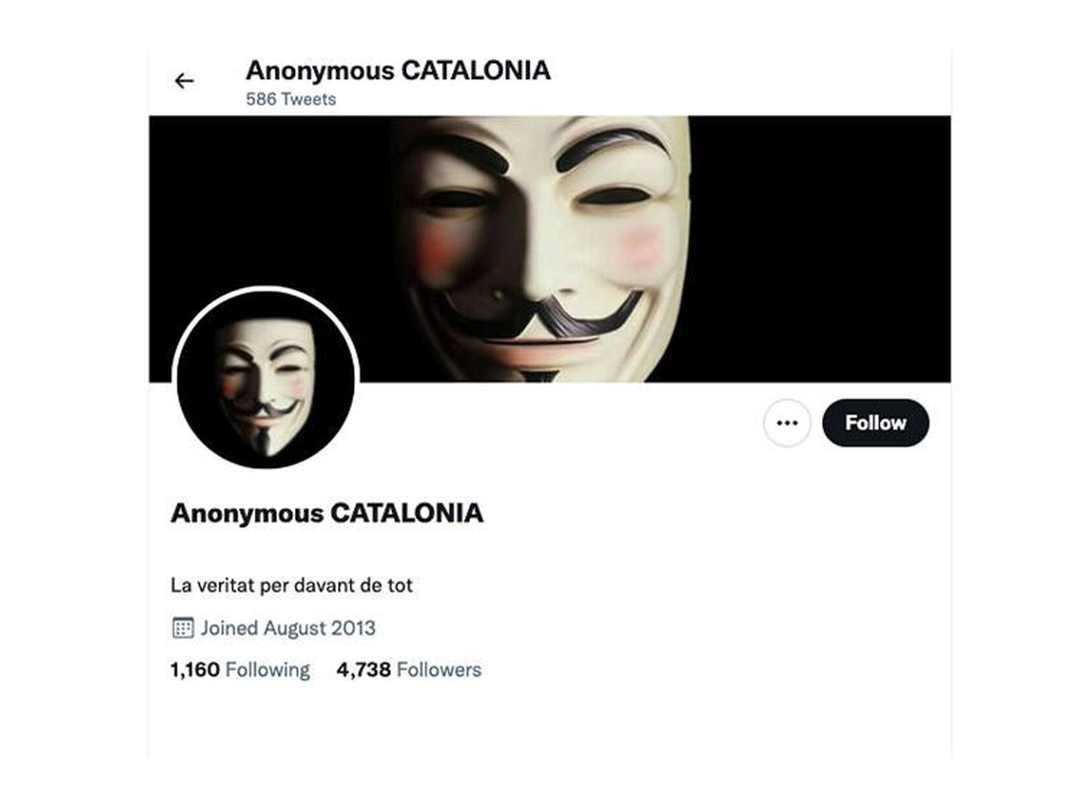Foto: Perfil de Twitter de Anonymous Catalonia.