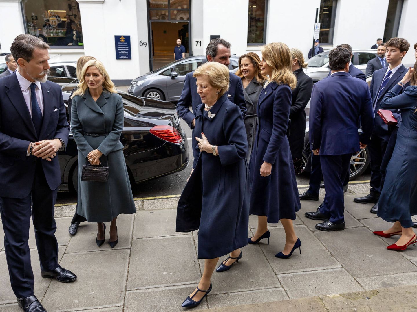 La familia real griega, esta mañana en Londres. (Gtres)
