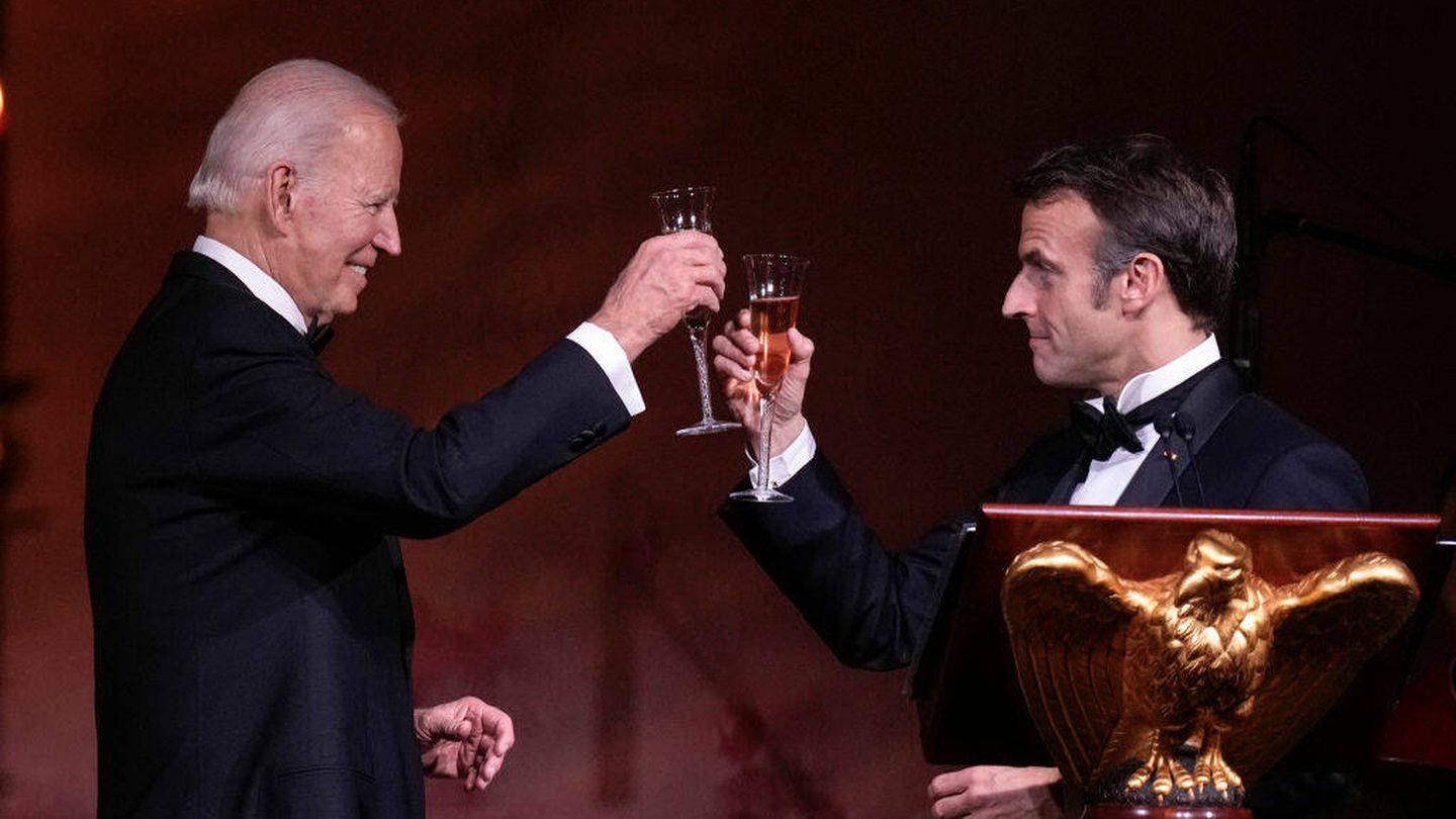  Biden y Macron, en la Casa Blanca. (Getty)