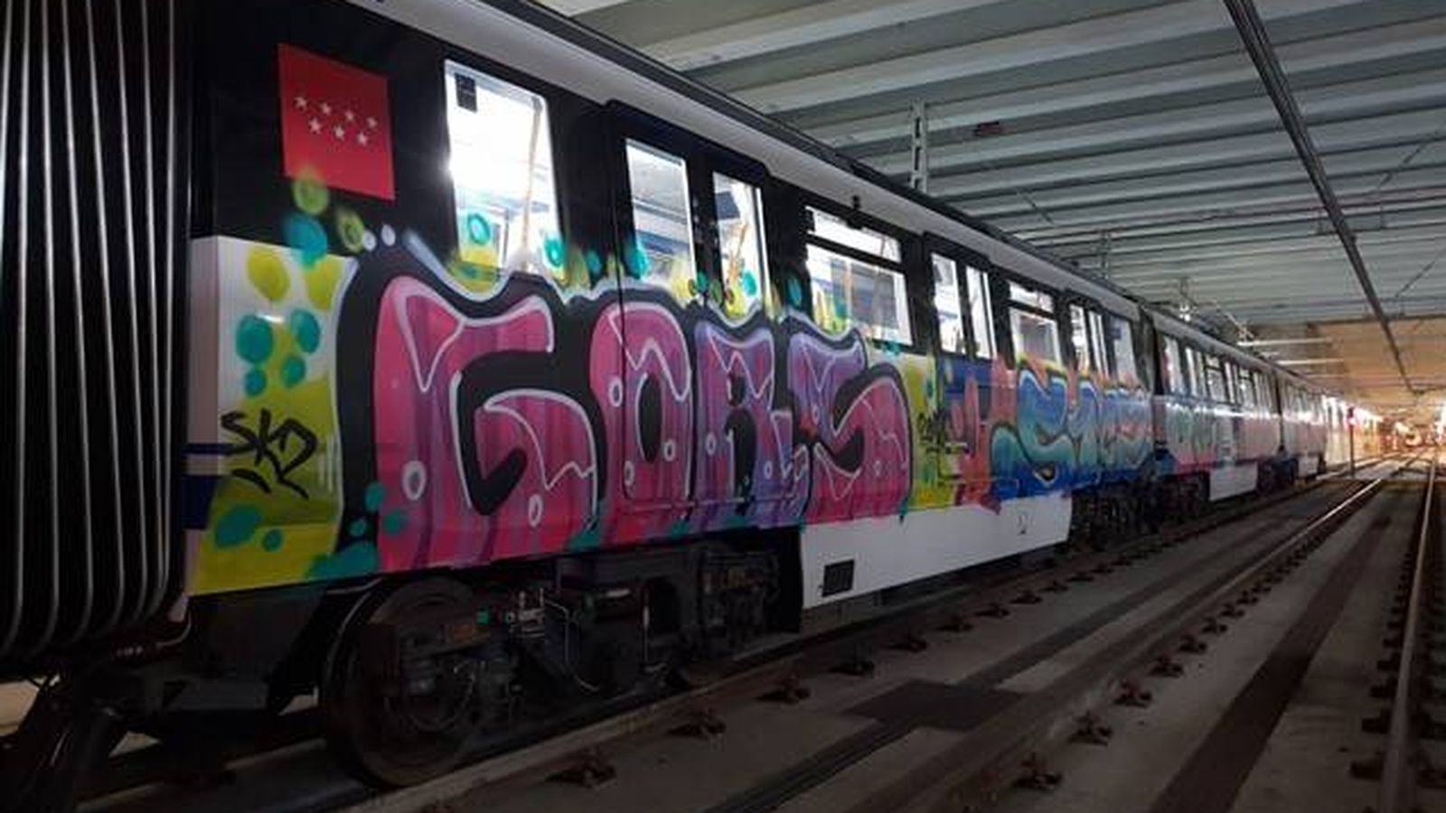 Foto: Un grafiti en un tren de Madrid.