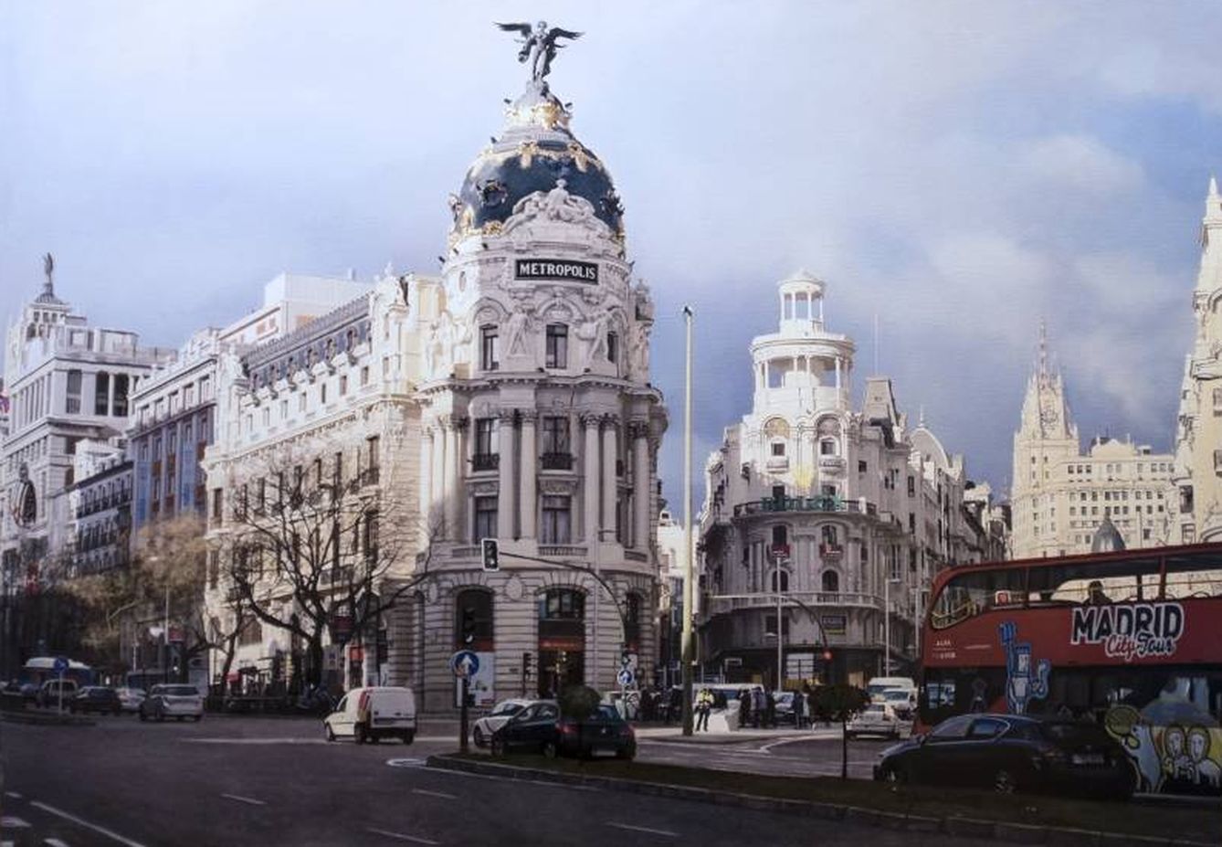 El cruce de la Gran Vía con la calle de Alcalá según Agustín González. ¡Es un cuadro! (Cortesía)