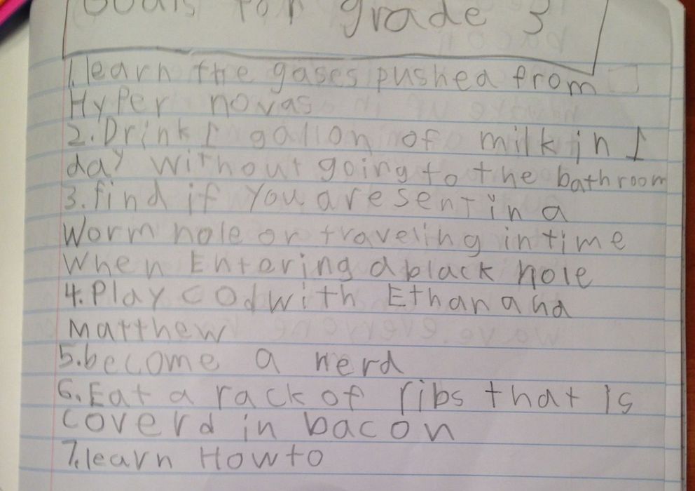 Foto: Imagen de la carta original donde el niño anónimo apuntó su lista de propósitos.