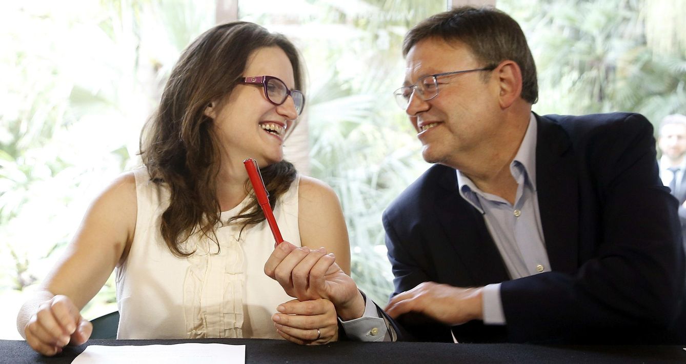 Los candidatos a la Presidencia del Gobierno valenciano del PSPV, Ximo Puig, y de Compromís, Mònica Oltra. (EFE)