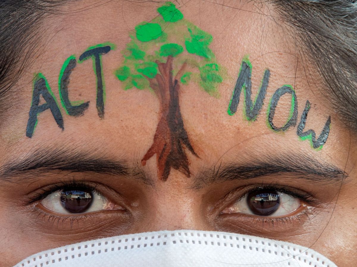Foto: Protesta contra el cambio climático en Nepal. (EFE/Narendra Shrestha)