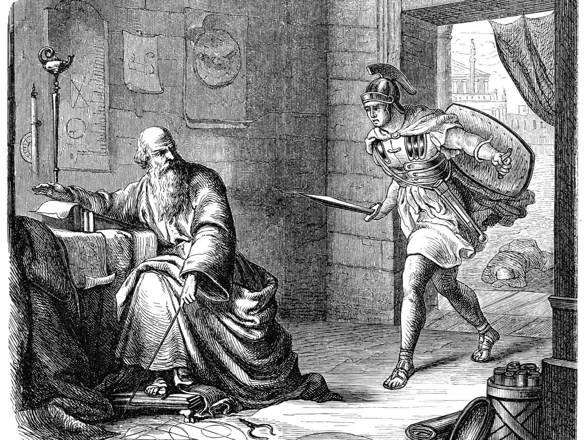 Foto: Un soldado romano mata a Arquímedes. (iStock)
