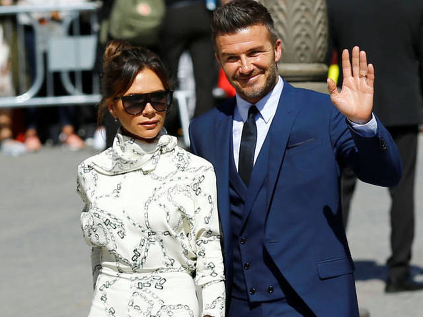 Victoria y David Beckham en la boda de Pilar Rubio y Sergio Ramos. (Reuters)