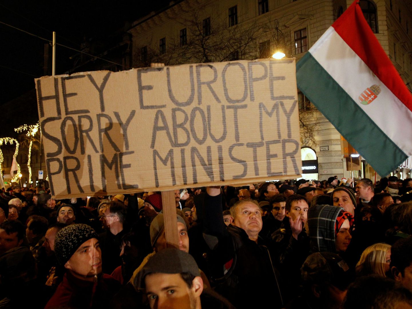 Protesta contra el primer ministro húngaro Víktor Orbán en Budapest. (Reuters)