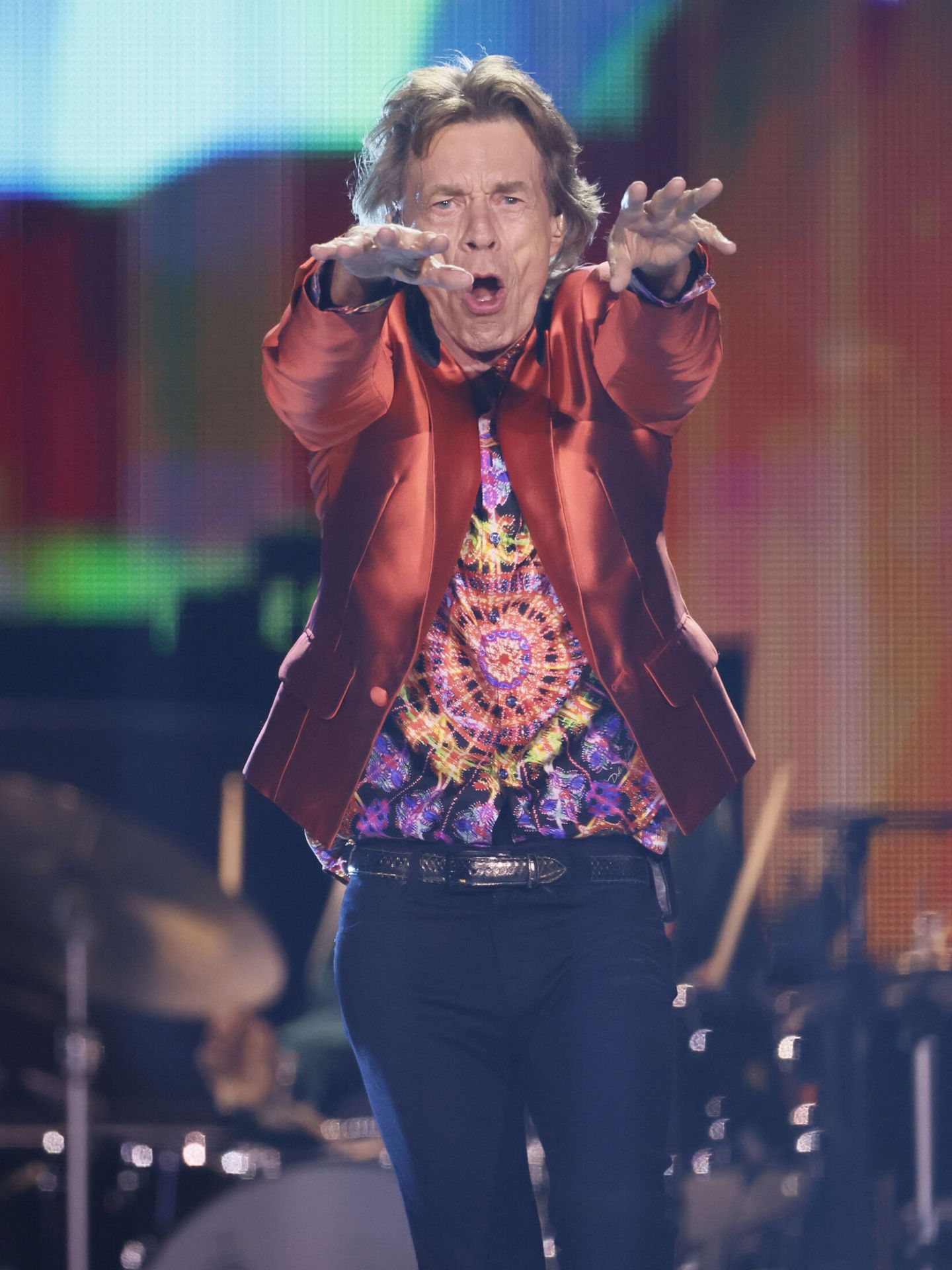 Mick Jagger, durante el concierto ofrecido   en Madrid dentro de su gira europea 'Sixty'. (EFE/Juanjo Martín) 