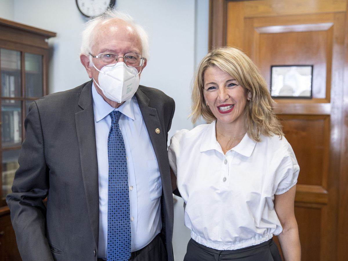 Foto: Yolanda Díaz se reúne con Bernie Sanders en su viaje a EEUU. (EFE/Gabinete De Comunicación Ministerio De Trabajo Y Economía)